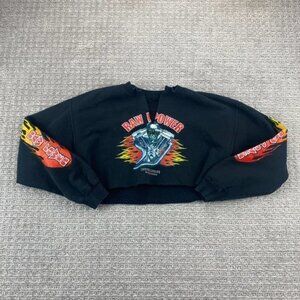 Raw Power Cropped Cut-Off Sweater Women Medium M Black Crop Top Custom Cycles